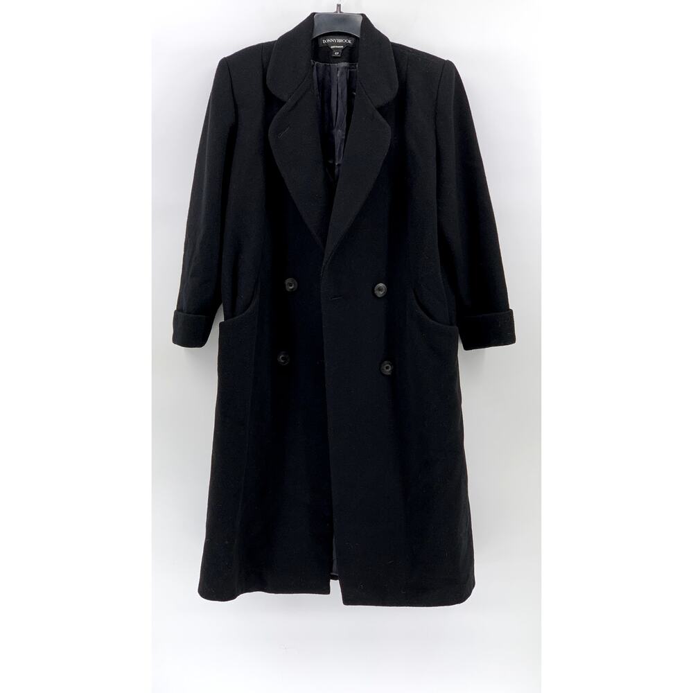 DONNYBROOK Women's Petite Black Wool Double Breast Coat SZ 12P
